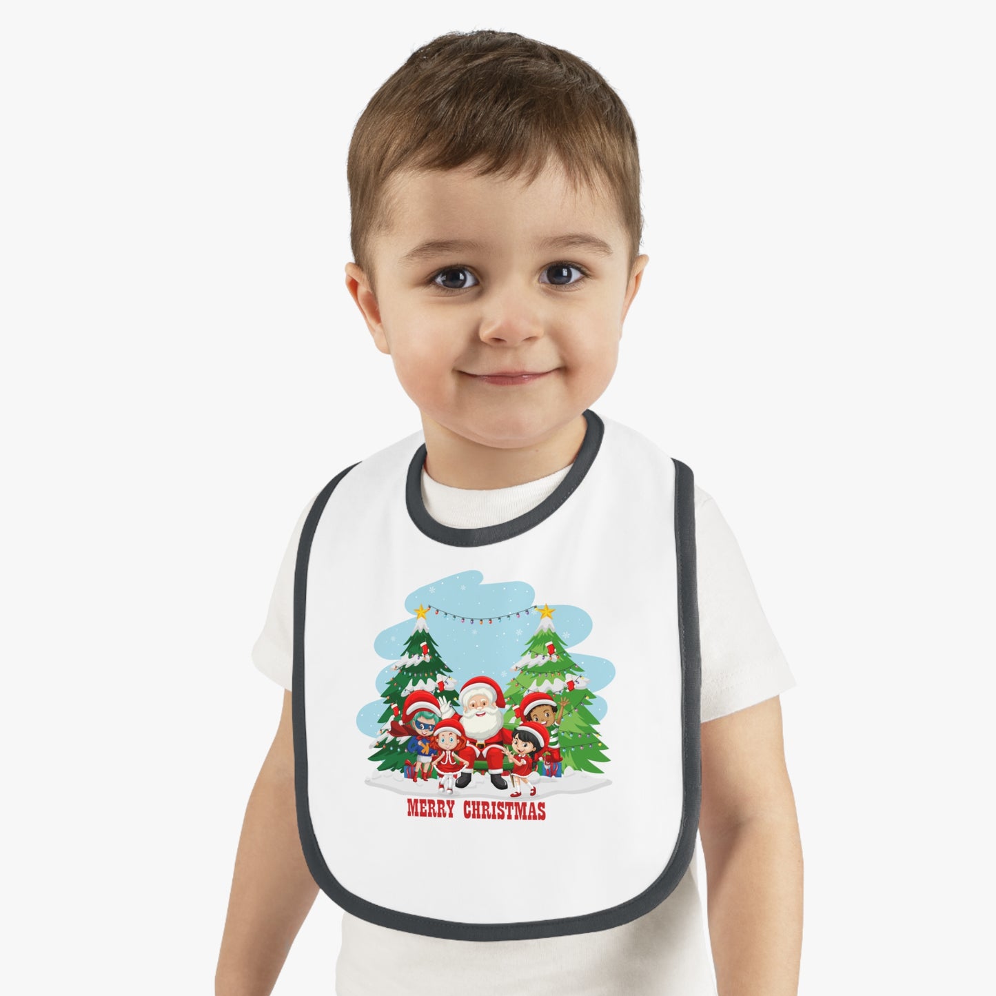 Baby Bib - Super kiddo with santa claus Merry christmas