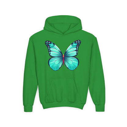Youth Heavy Blend Hooded Sweatshirt - Butterfly - blue Printify