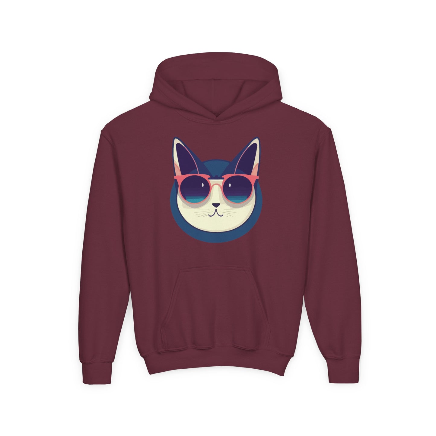 Youth Heavy Blend Hooded Sweatshirt - Cool Cat Sunglasses