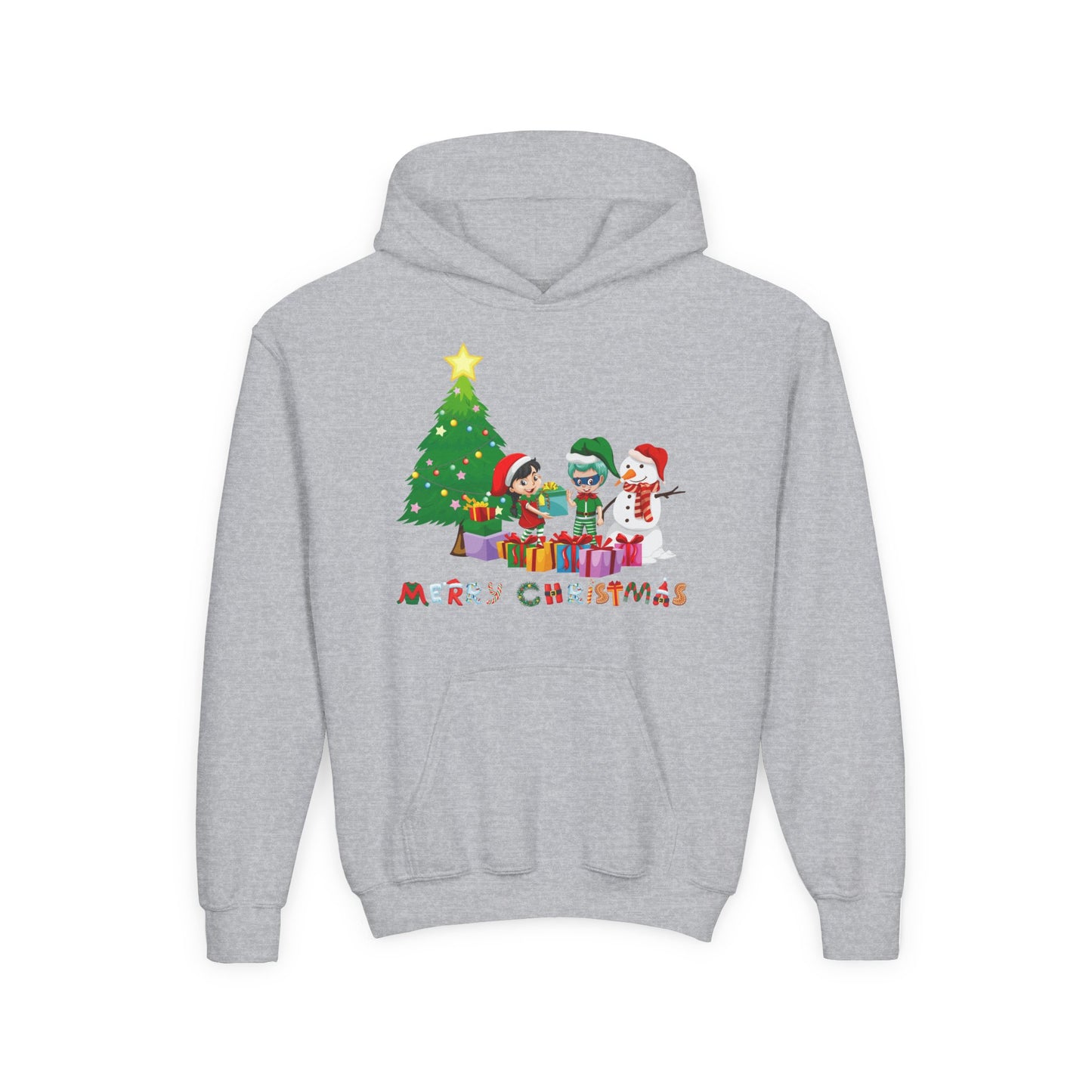 Youth Heavy Blend Hooded Sweatshirt - Super kiddo preparing gifts