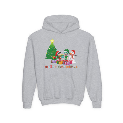 Youth Heavy Blend Hooded Sweatshirt - Super kiddo preparing gifts - [[{"value":"Wonderwear Kid"}]]