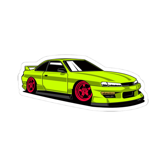 Kiss-Cut Vinyl Decals - Yellow green race car Printify