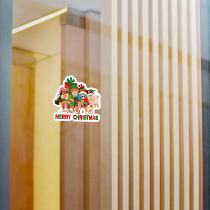 Christmas Kiss-Cut Vinyl Decals – Christmas with super kiddo pet friends with text - [[{"value":"Wonderwear Kid"}]]