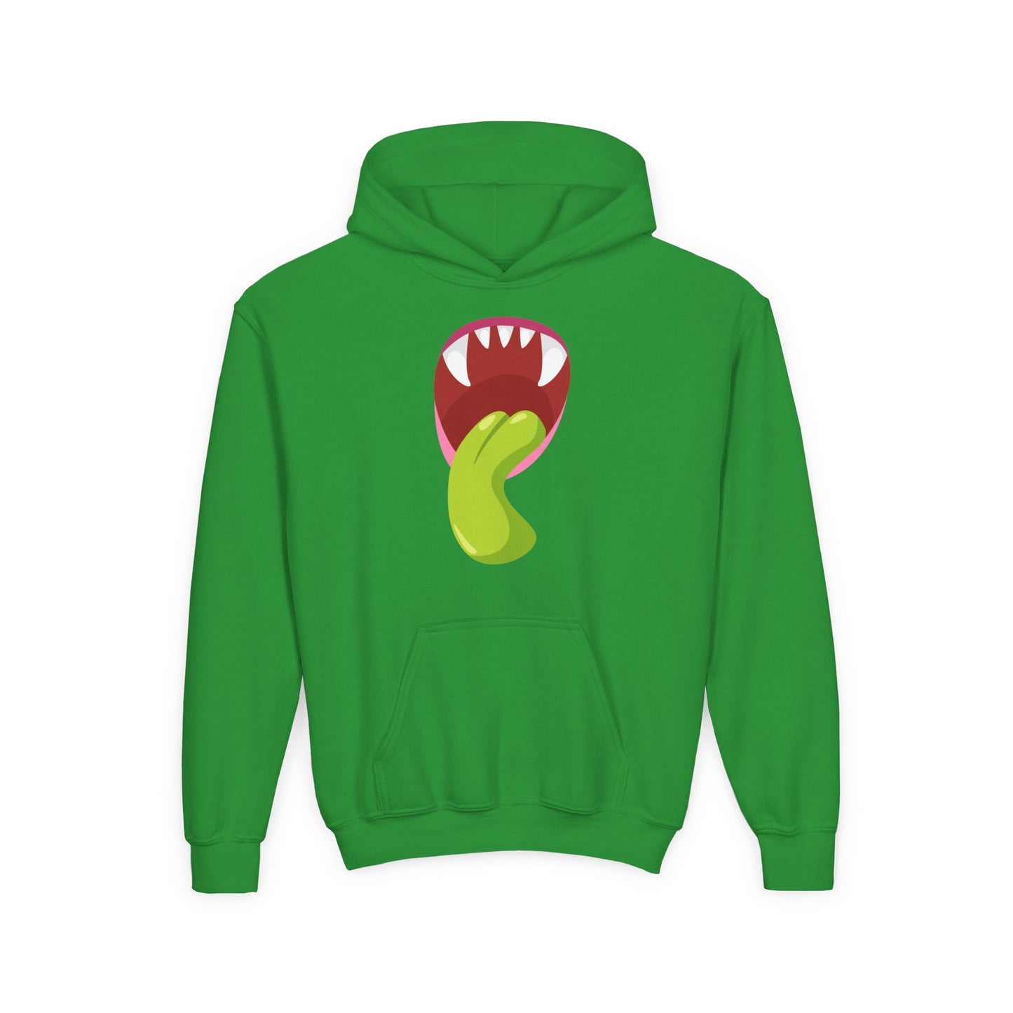 Youth Heavy Blend Hooded Sweatshirt - Monster showing tongue
