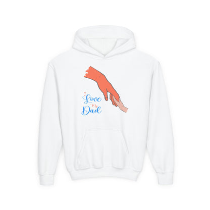 Youth Heavy Blend Hooded Sweatshirt -  Child and dad holding hands Printify