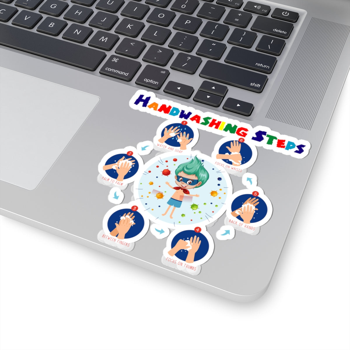Kiss-Cut Stickers - Super kiddo how to wash hand properly - [[{"value":"Wonderwear Kid"}]]