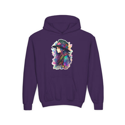 Youth Heavy Blend Hooded Sweatshirt - Beautiful Bohemian Floral Printify