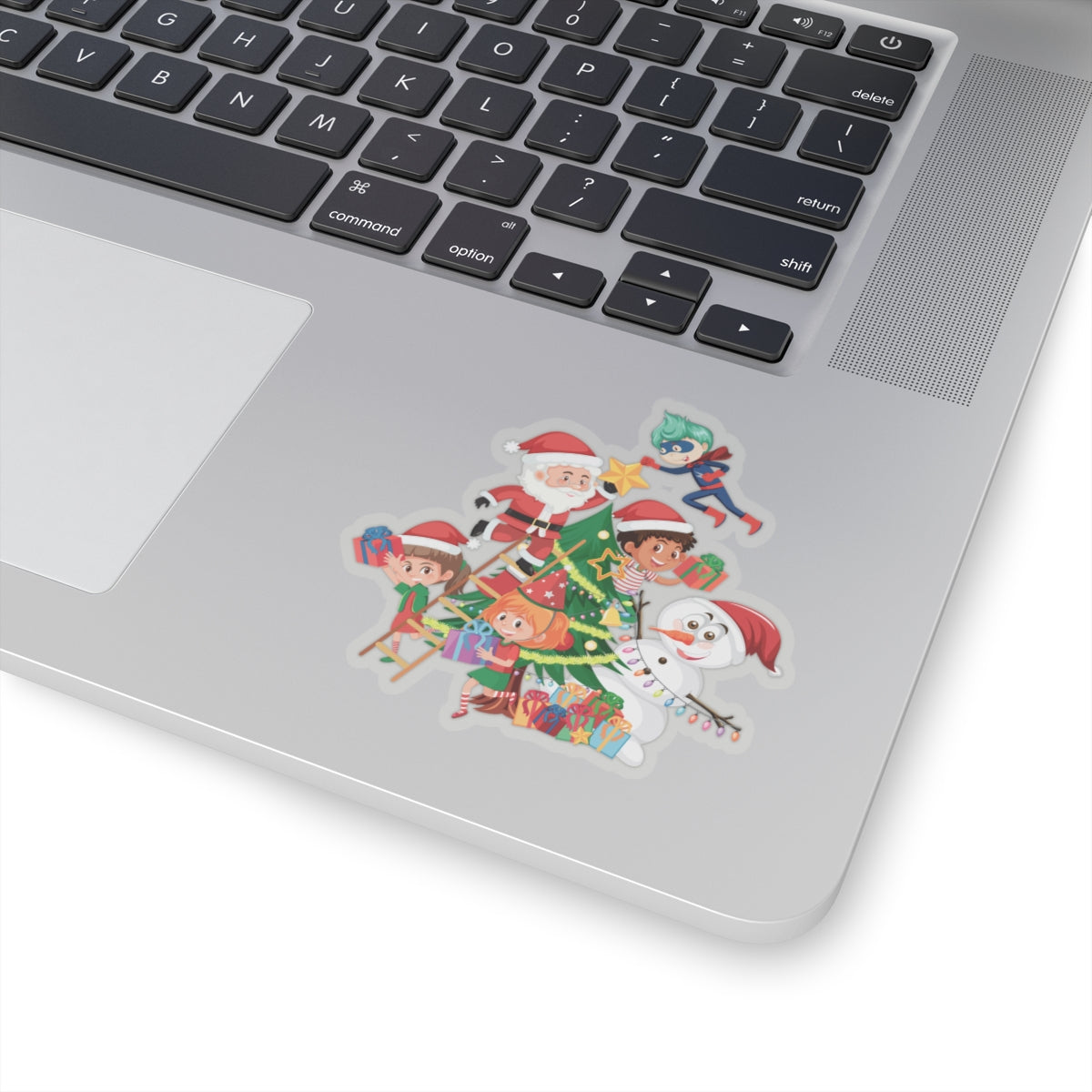 Kiss-Cut Stickers - Super kiddo making christmas tree - [[{"value":"Wonderwear Kid"}]]