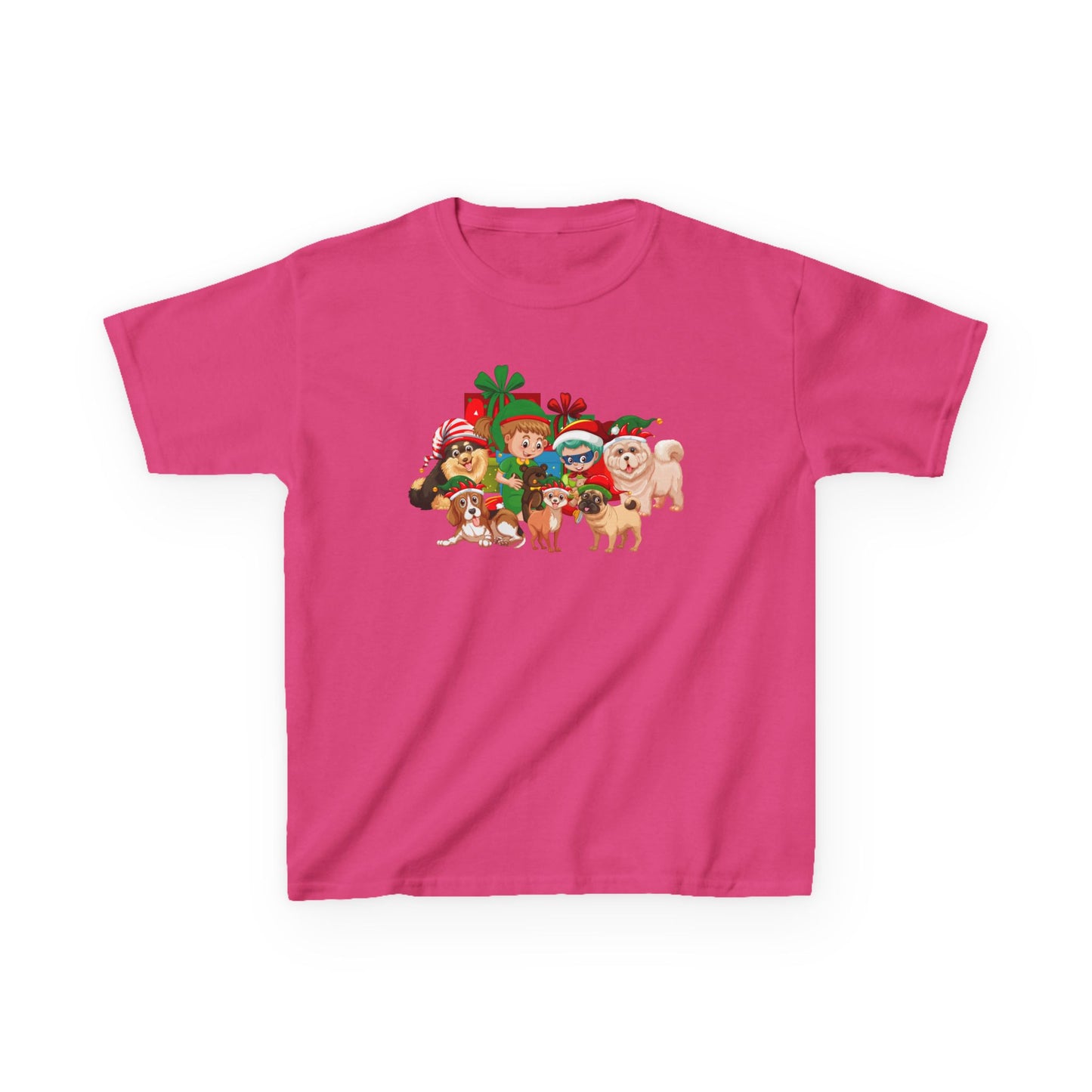 Kids Heavy Cotton™ Tee - Christmas with super kiddo pet friends without text - [[{"value":"Wonderwear Kid"}]]