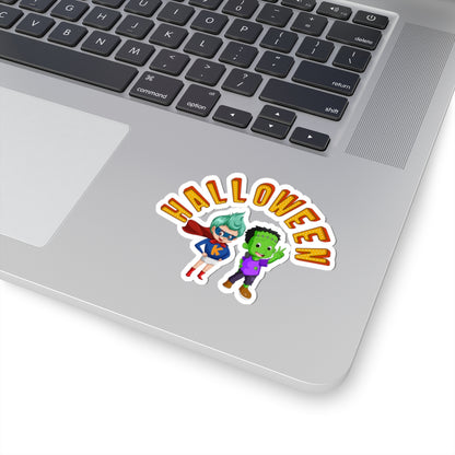Kiss-Cut Stickers - Holloween with super kiddo Printify