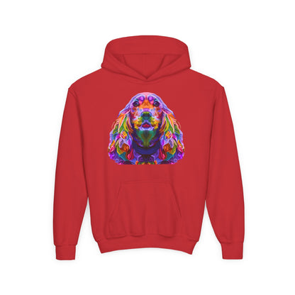 Youth hoodie with adorable golden retriever design Printify
