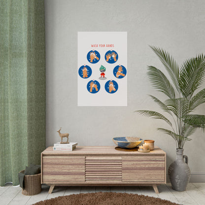 Rolled Posters - Super kiddo teaching how to wash hands - [[{"value":"Wonderwear Kid"}]]