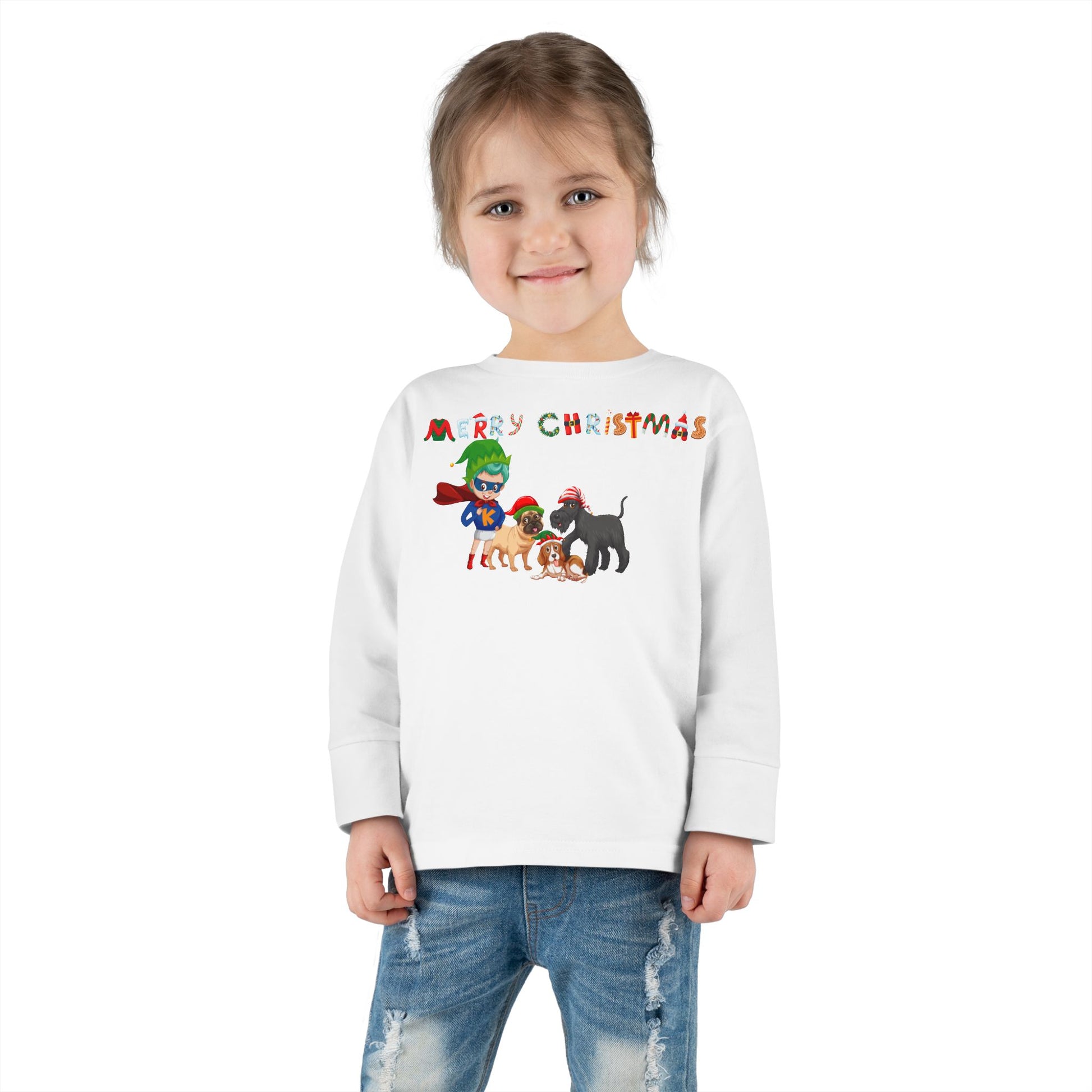 Toddler Long Sleeve Tee - Super kiddo woith pet friends - [[{"value":"Wonderwear Kid"}]]