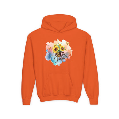 Youth Heavy Blend Hooded Sweatshirt - Sunflower Bicycle Printify