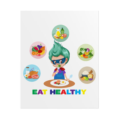 Rolled Posters - Supper kiddo showing healthy food to eat - [[{"value":"Wonderwear Kid"}]]