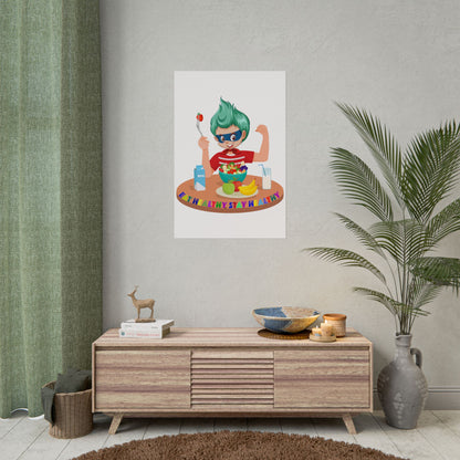 Rolled Posters - super kiddo eating healthy food - [[{"value":"Wonderwear Kid"}]]