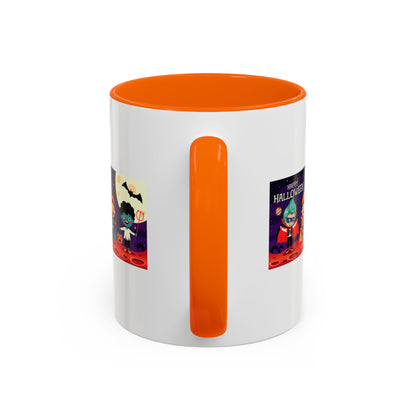 Accent Coffee Mug - Super kiddo with friends on holloween - [[{"value":"Wonderwear Kid"}]]