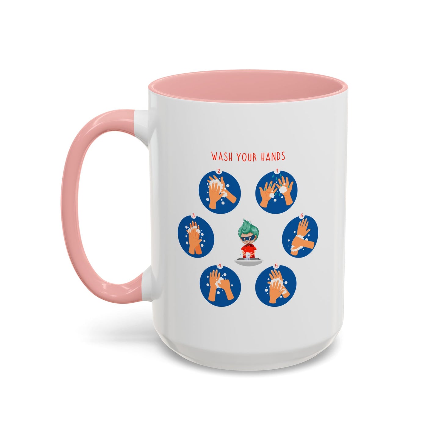 Accent Coffee Mug - Super kiddo teaching how to wash hands