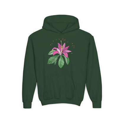 Youth Heavy Blend Hooded Sweatshirt - Purple flower Printify
