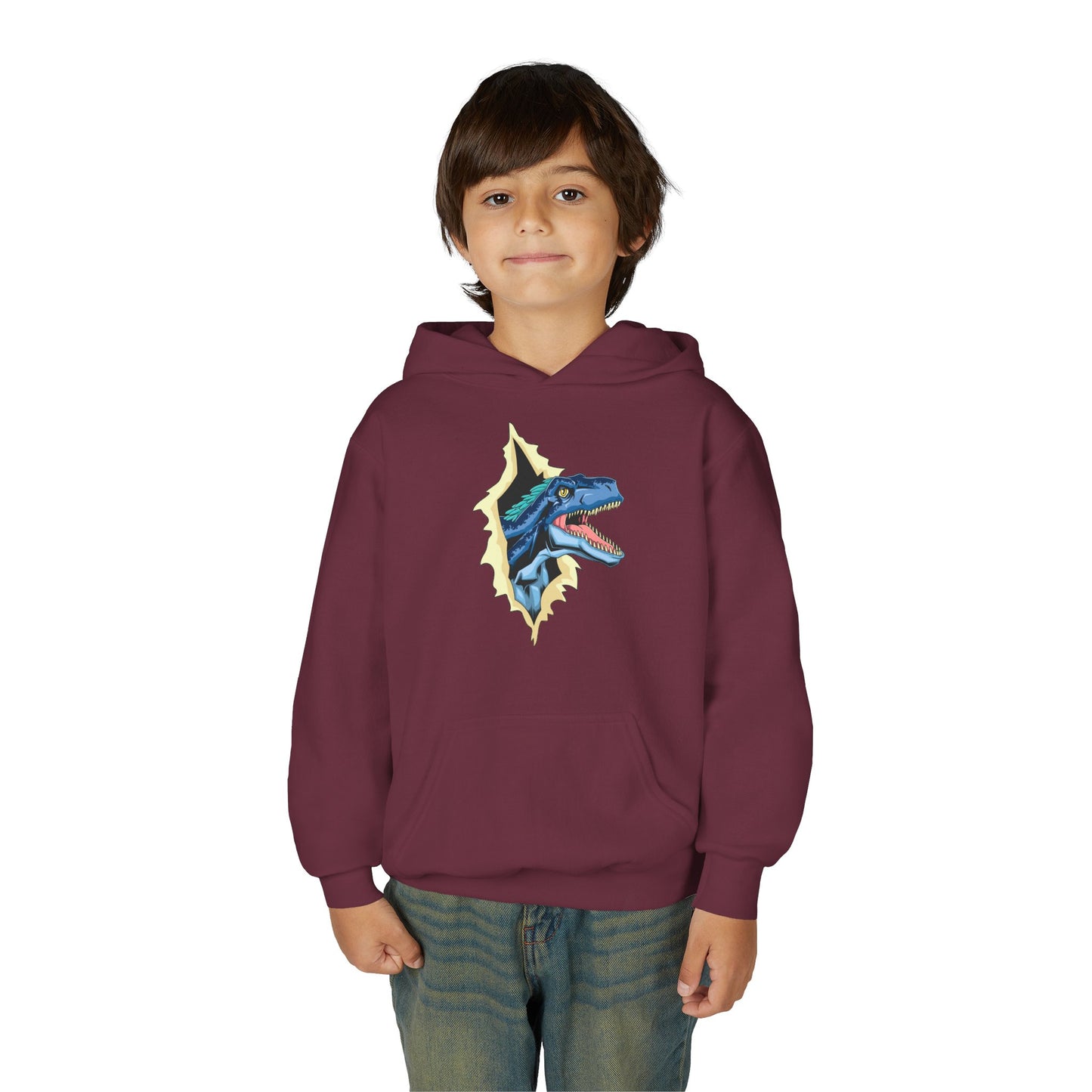 Youth Heavy Blend Hooded Sweatshirt -  Utah raptor dinosaur