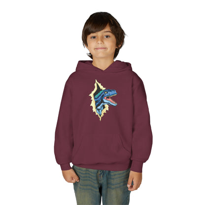 Youth Heavy Blend Hooded Sweatshirt -  Utah raptor dinosaur Printify
