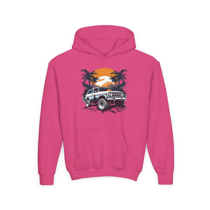 Youth Heavy Blend Hooded Sweatshirt - Off road car Printify