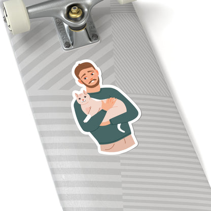 Kiss-Cut Stickers - Loving Dad with His Cat Printify