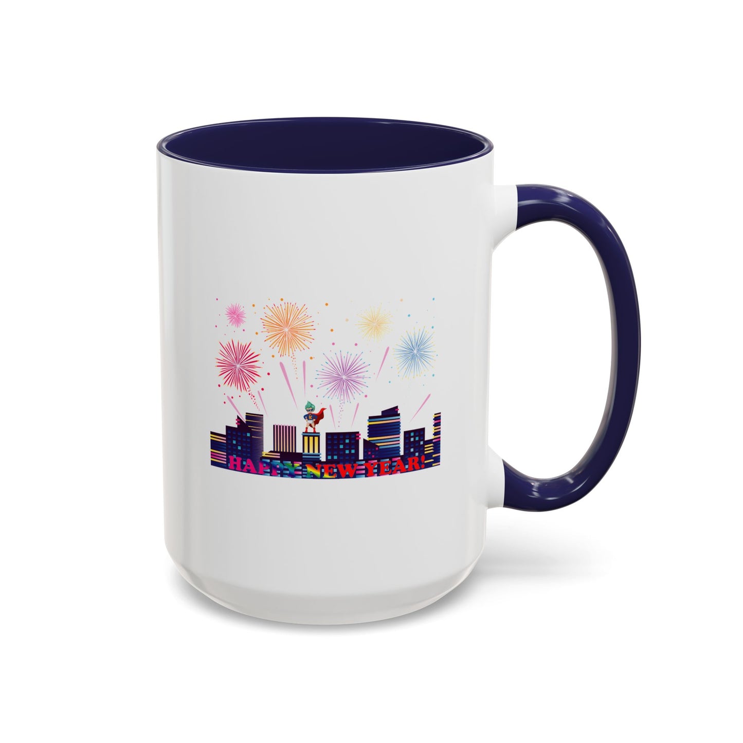 Accent Coffee Mug - Super kiddo with fireworks with text