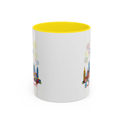 Accent Coffee Mug - Happy new year with fireworks - [[{"value":"Wonderwear Kid"}]]