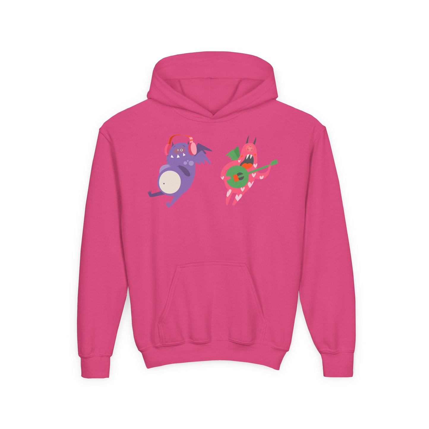 Youth Heavy Blend Hooded Sweatshirt - Monsters playing instruments
