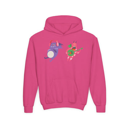 Youth Heavy Blend Hooded Sweatshirt - Monsters playing instruments Printify