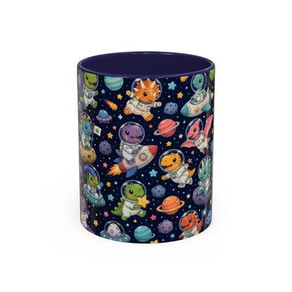 Accent Coffee Mug (11/15 oz) - Cute Dinosaur Astronaut Space