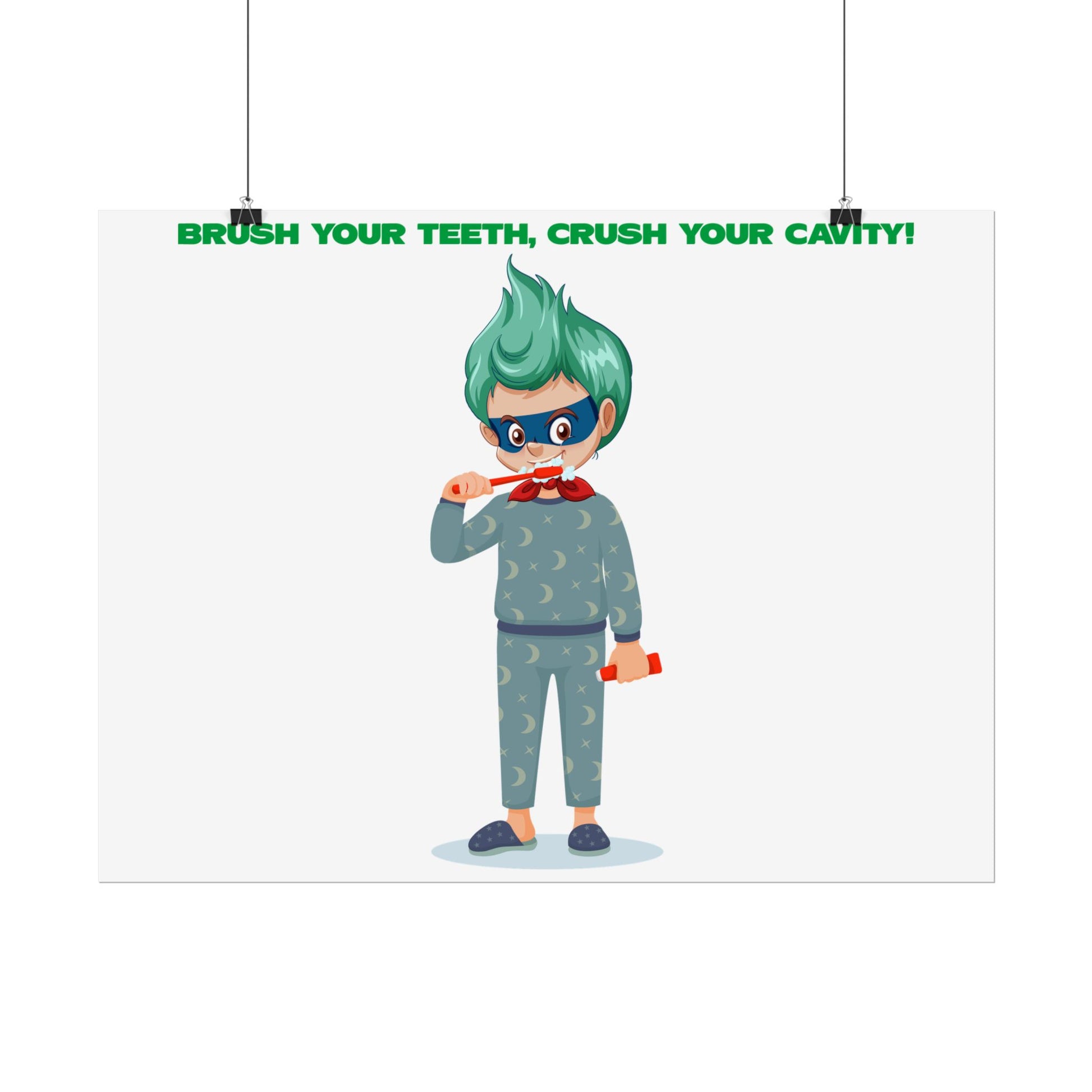 Rolled Posters - Super kiddo brushing teeth - [[{"value":"Wonderwear Kid"}]]