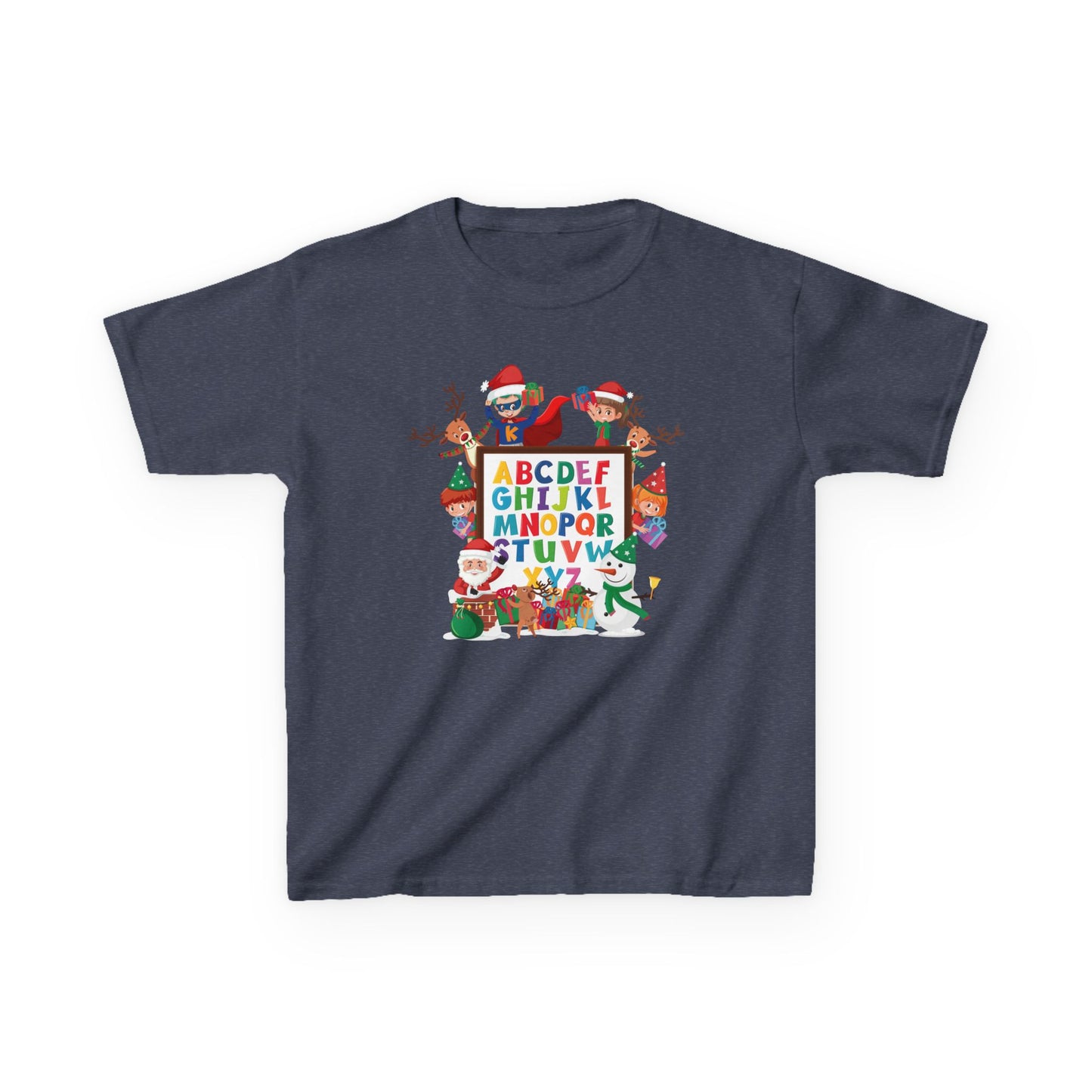 Kids Heavy Cotton™ Tee - Christmas alphabet with super kiddo - [[{"value":"Wonderwear Kid"}]]