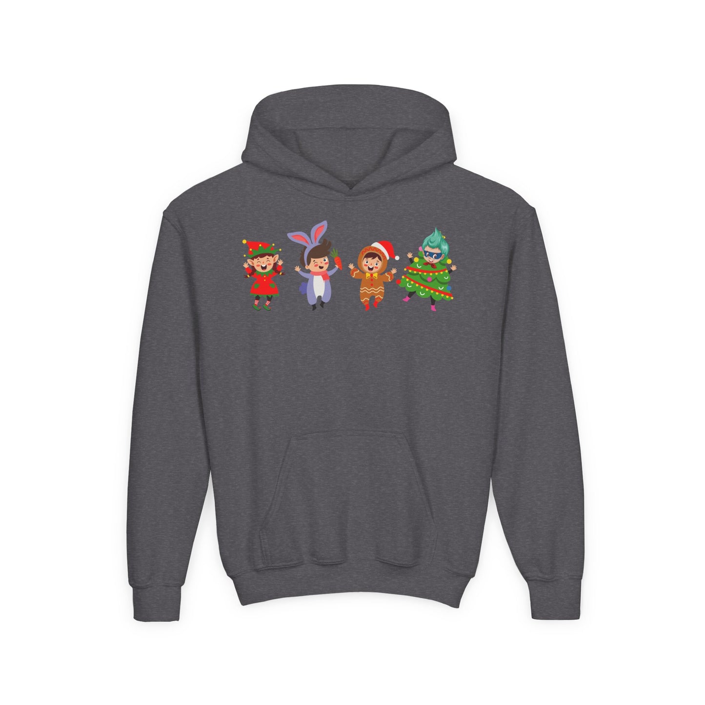 Youth Heavy Blend Hooded Sweatshirt - Super kiddo in christmas tree attire