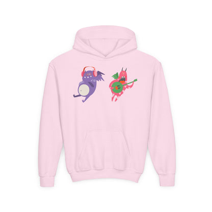 Youth Heavy Blend Hooded Sweatshirt - Monsters playing instruments Printify