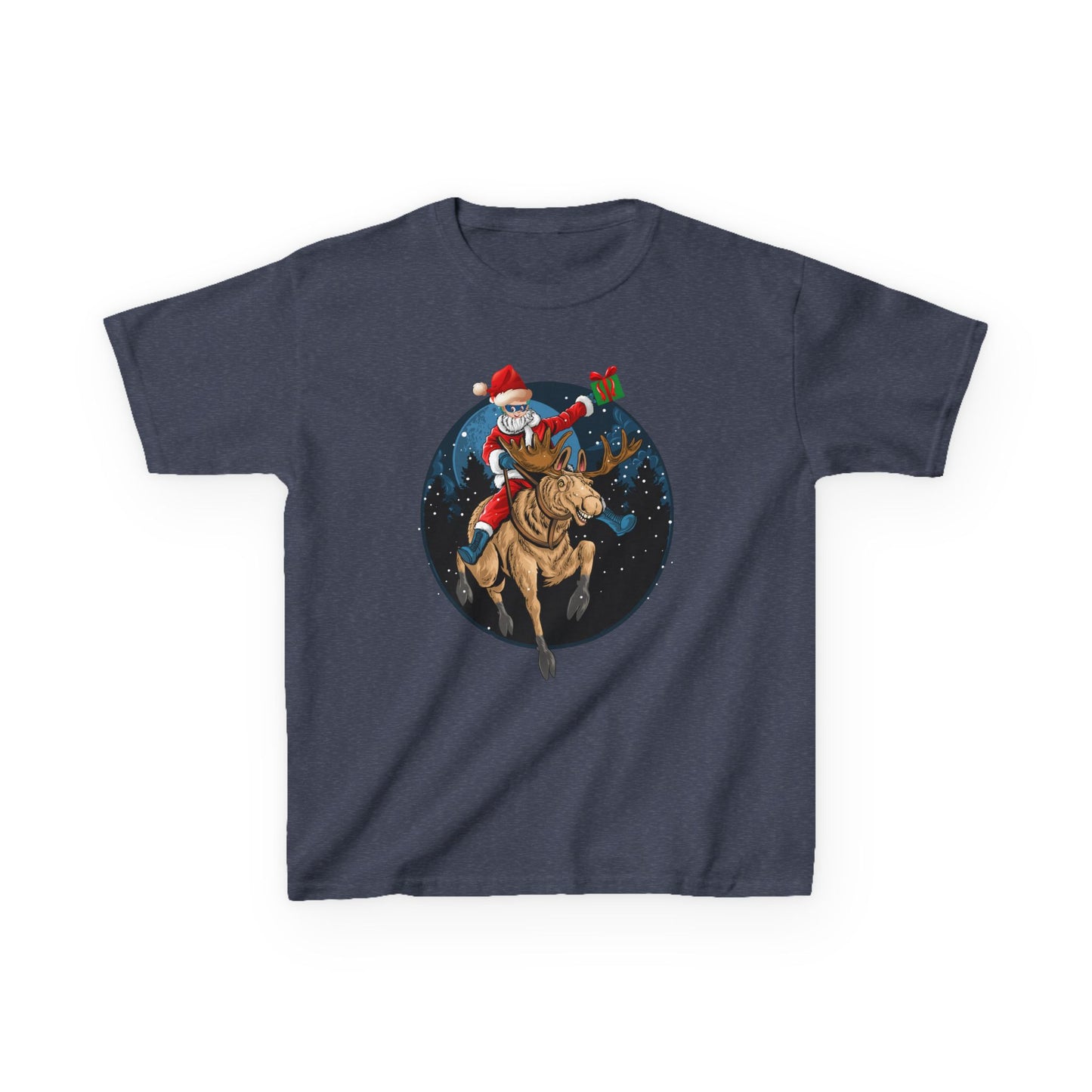 Kids Heavy Cotton™ Tee - Super kiddo riding a reindeer - [[{"value":"Wonderwear Kid"}]]
