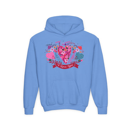 Youth Heavy Blend Hooded Sweatshirt - I love you Printify