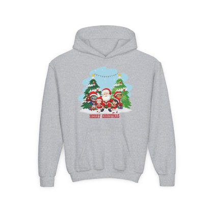 Youth Heavy Blend Hooded Sweatshirt - Super kiddo with santa claus Merry christmas - [[{"value":"Wonderwear Kid"}]]