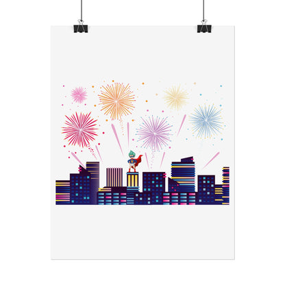 Rolled Posters - Super kiddo with fireworks - [[{"value":"Wonderwear Kid"}]]