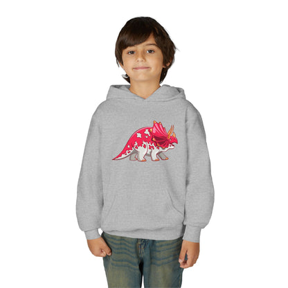 Youth hoodie with fun triceratops dinosaur design Printify