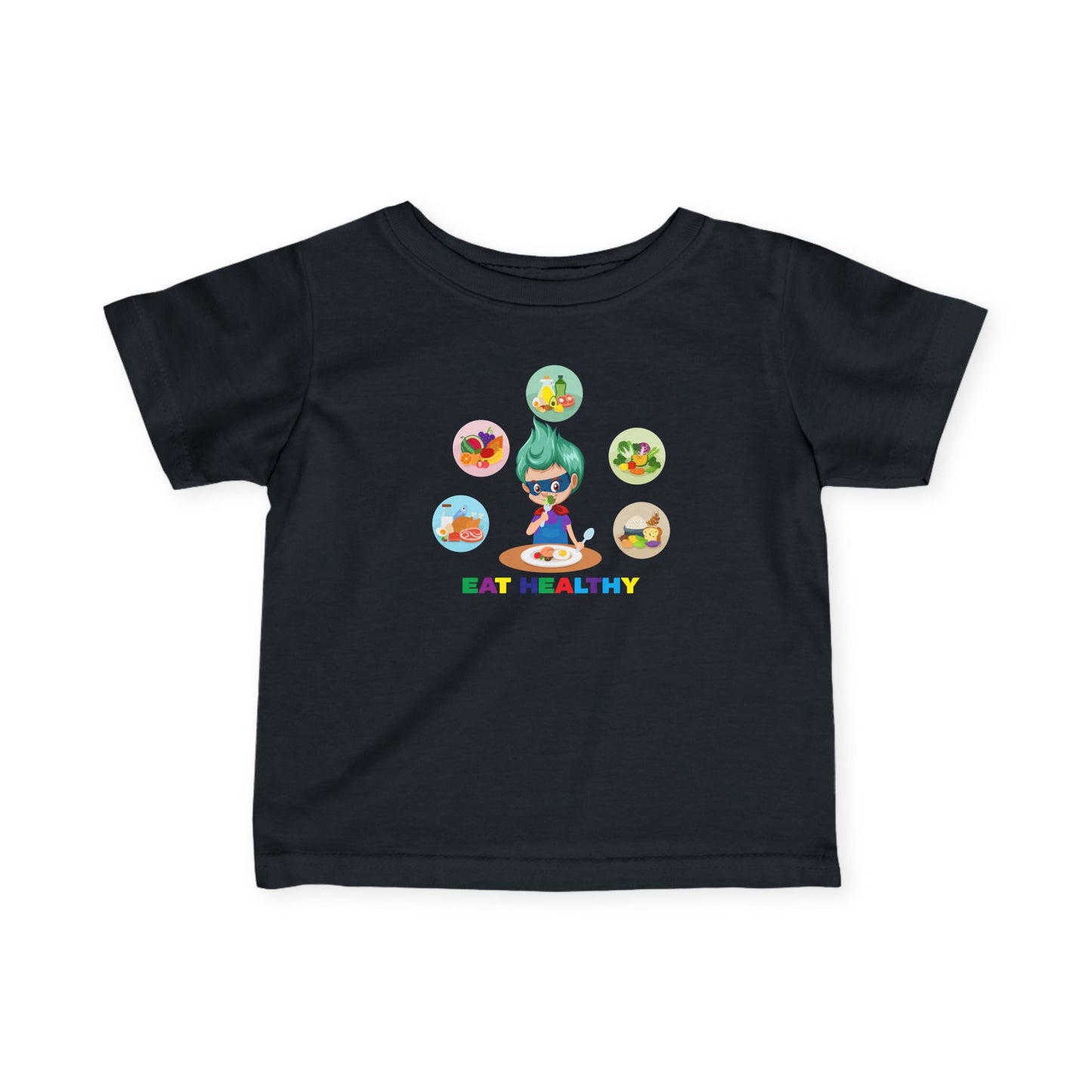 Infant Fine Jersey Tee - Supper kiddo showing healthy food to eat - [[{"value":"Wonderwear Kid"}]]