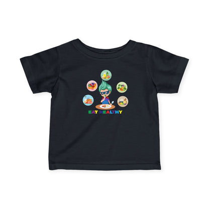 Infant Fine Jersey Tee - Supper kiddo showing healthy food to eat - [[{"value":"Wonderwear Kid"}]]