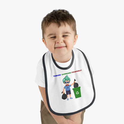 Baby Bib - Super kiddo taking trash out - [[{"value":"Wonderwear Kid"}]]