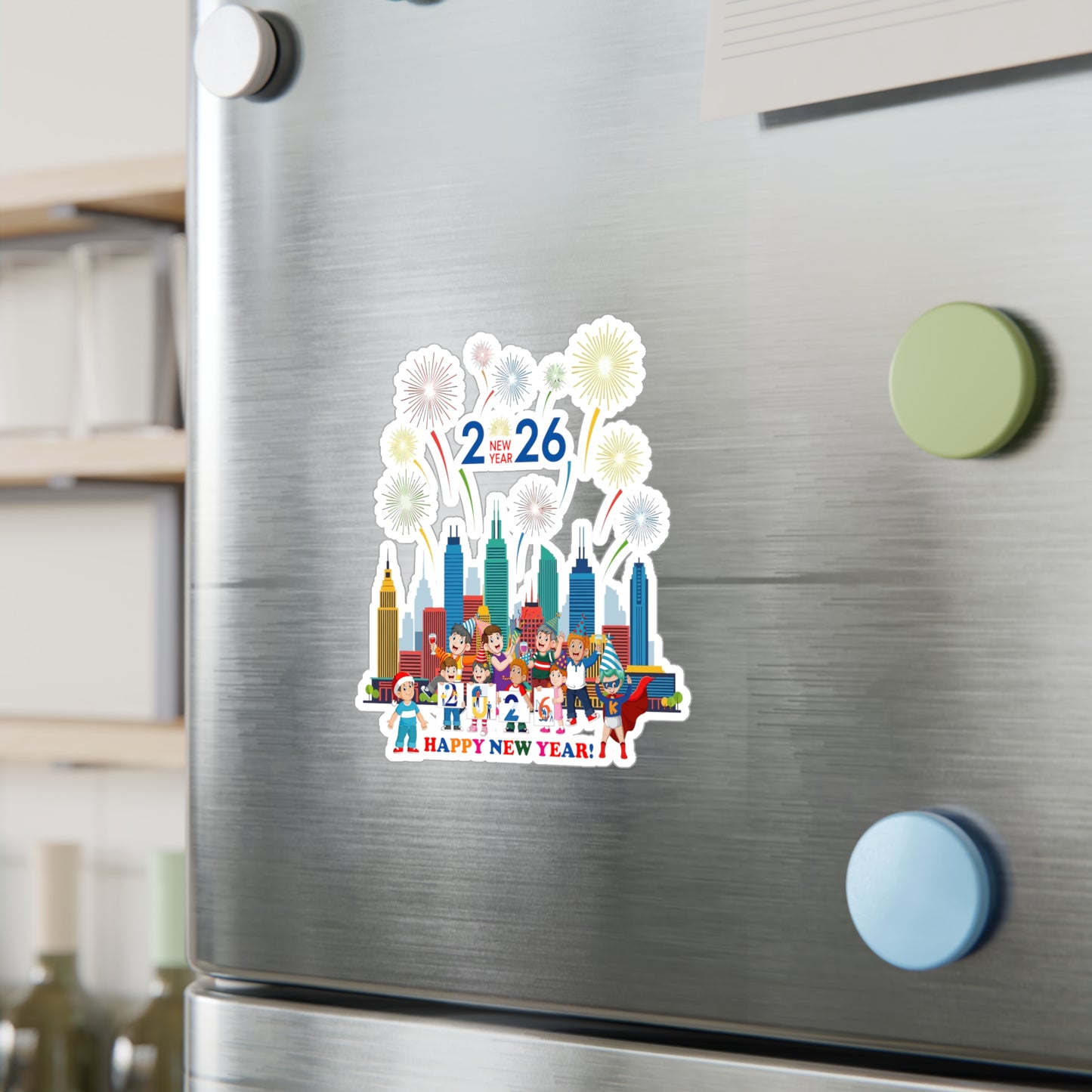 Christmas Kiss-Cut Vinyl Decals – Happy new year with fireworks - [[{"value":"Wonderwear Kid"}]]