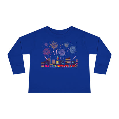Toddler Long Sleeve Tee - Super kiddo with fireworks with text - [[{"value":"Wonderwear Kid"}]]