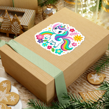 Kiss-cut Stickers - Unicorn with Flower Printify