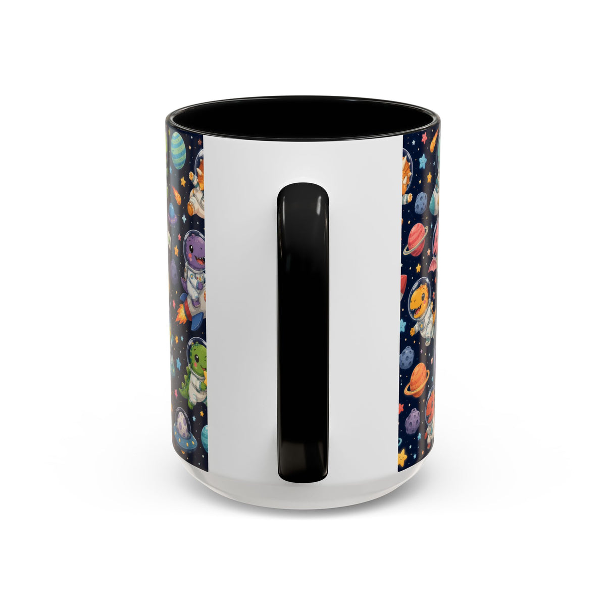 Accent Coffee Mug (11/15 oz) - Cute Dinosaur Astronaut Space