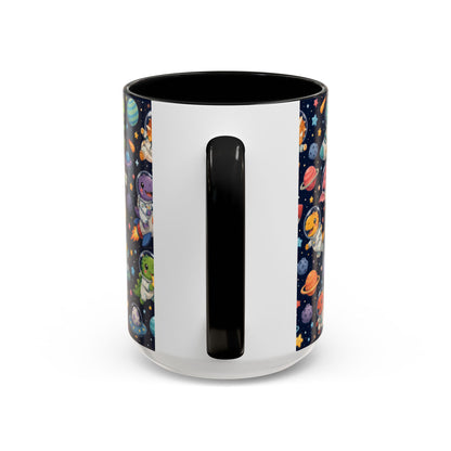 Accent Coffee Mug (11/15 oz) - Cute Dinosaur Astronaut Space