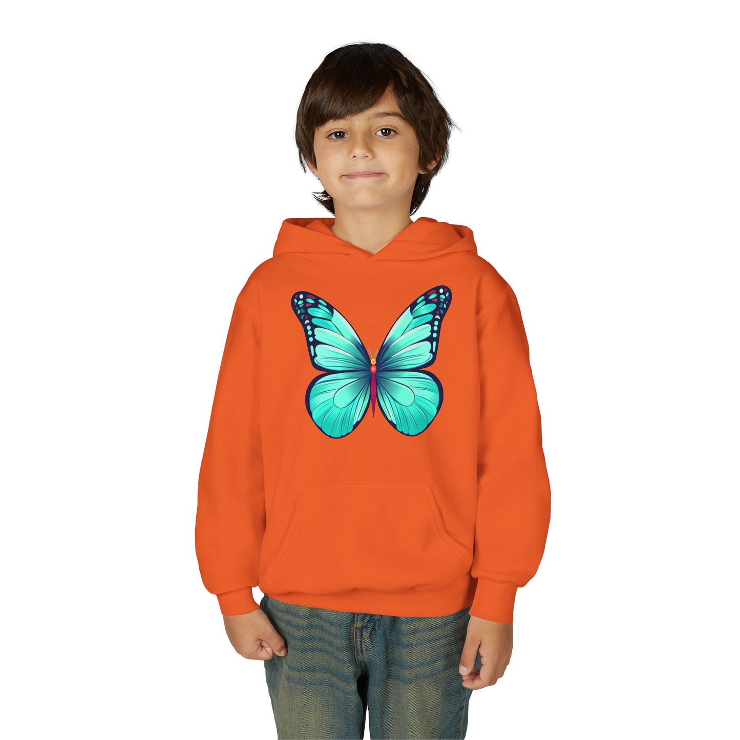 Youth Heavy Blend Hooded Sweatshirt - Butterfly - blue